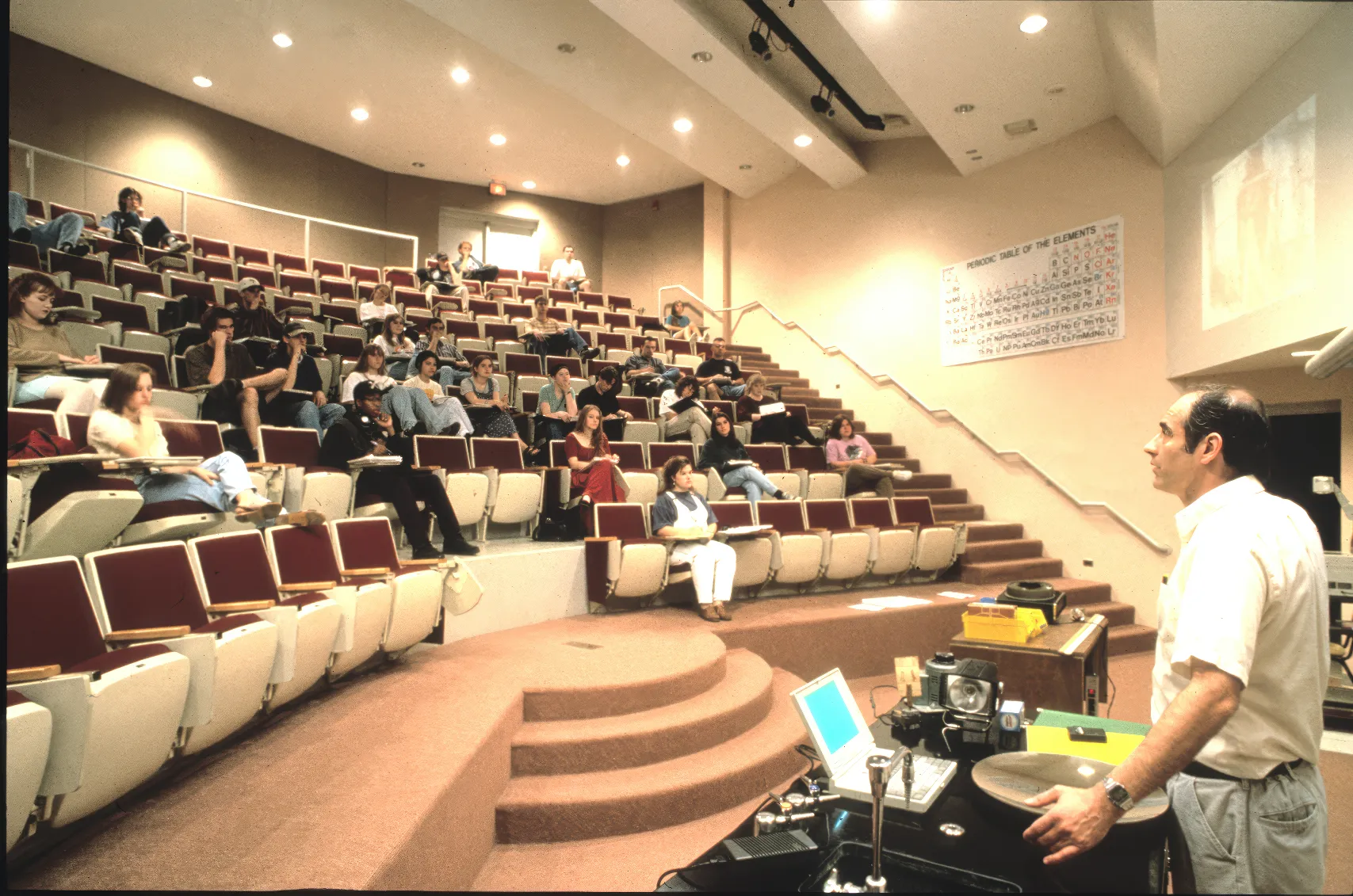 Doc in auditorium class.